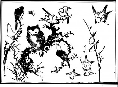 In addition to this, various birds are drawn with the "homed owl."